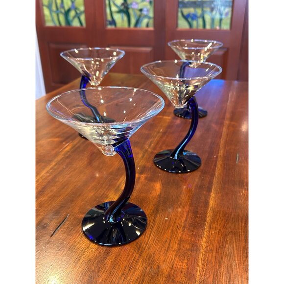 Martini Cobalt Blue Libbey Bravura Glasses. - Picture 11 of 13